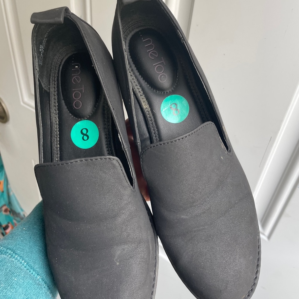 me too leather Black Slip-On Comfort Loafers, 8